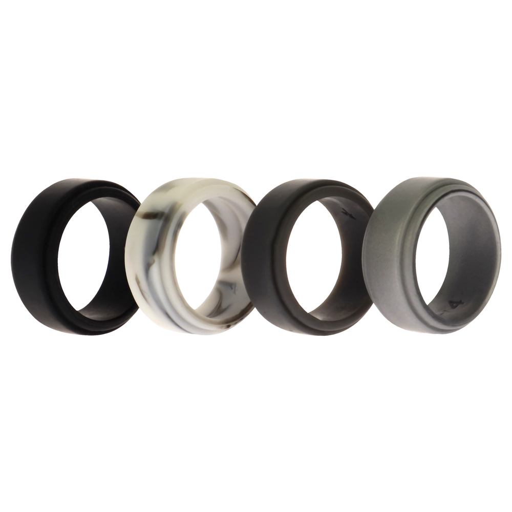 Silicone Wedding Step Ring Set - Marble by ROQ for Men - 4 x 4 mm Ring